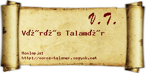 Vörös Talamér névjegykártya